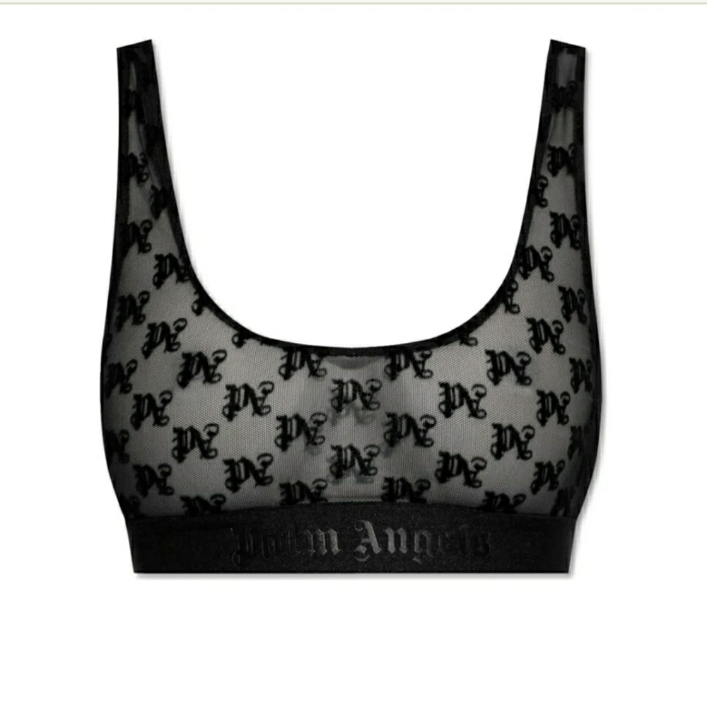 Palm Angels Black Mesh Logo Bralette
